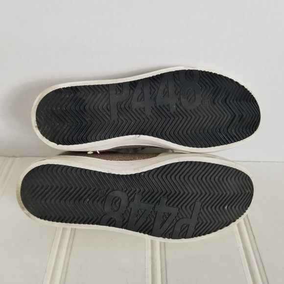 P448 John W Sneakers Leather Glitter Low-Top Calf Hair Trainers Womens Size 7 - Picture 13 of 15